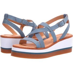 Lucky Brand Blue Strappy Platform Wedge Sandals